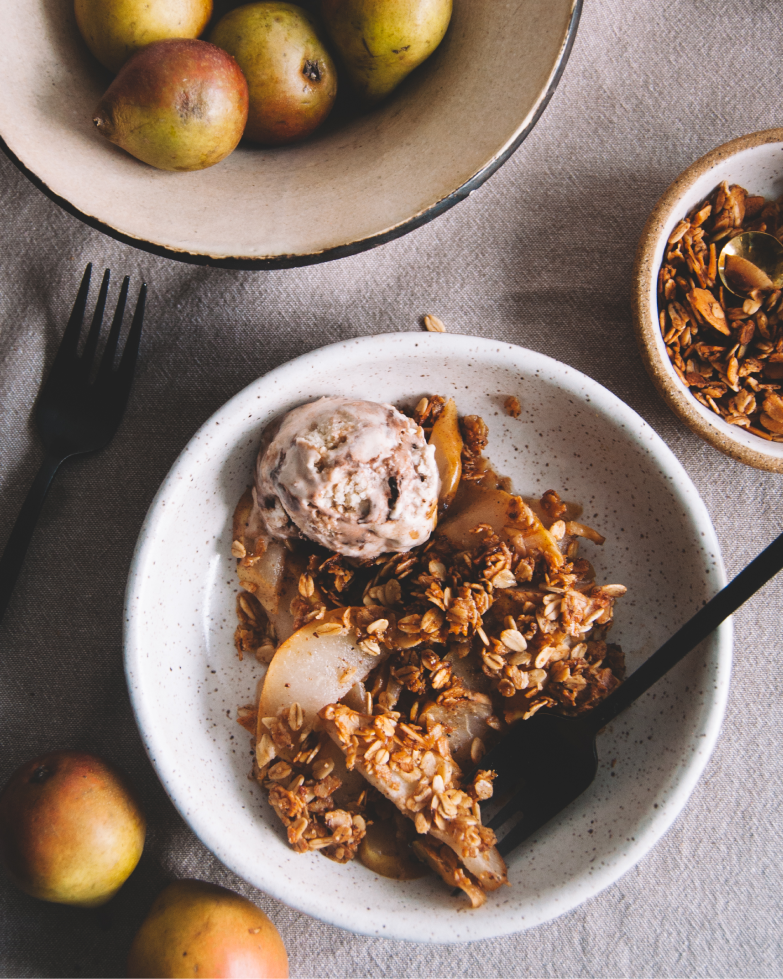 Jamie's Farm New York Granola with DONA Chai - Pear Crisp Recipe Homemade