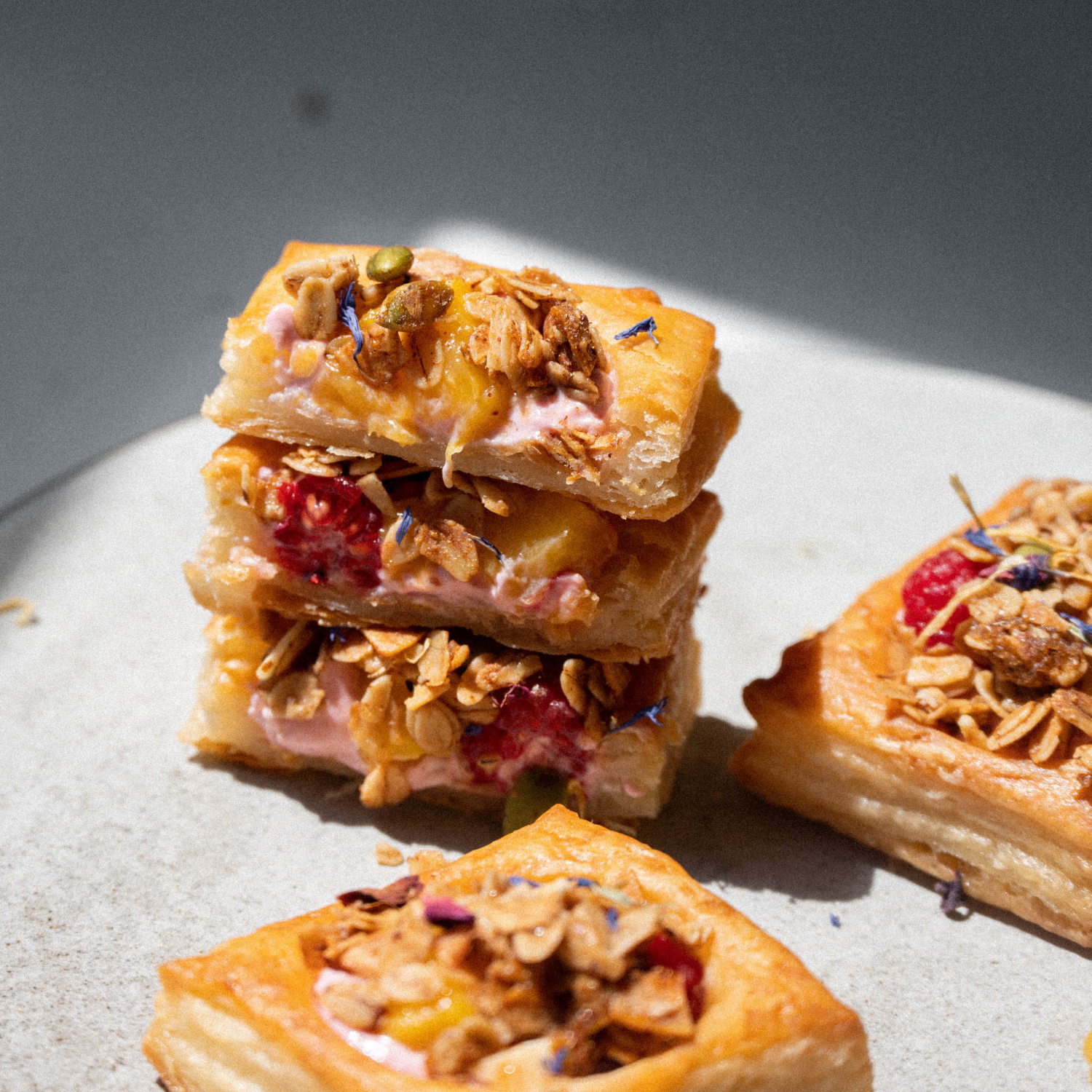 Puff Pastry Danishes with Chai Streusel Granola