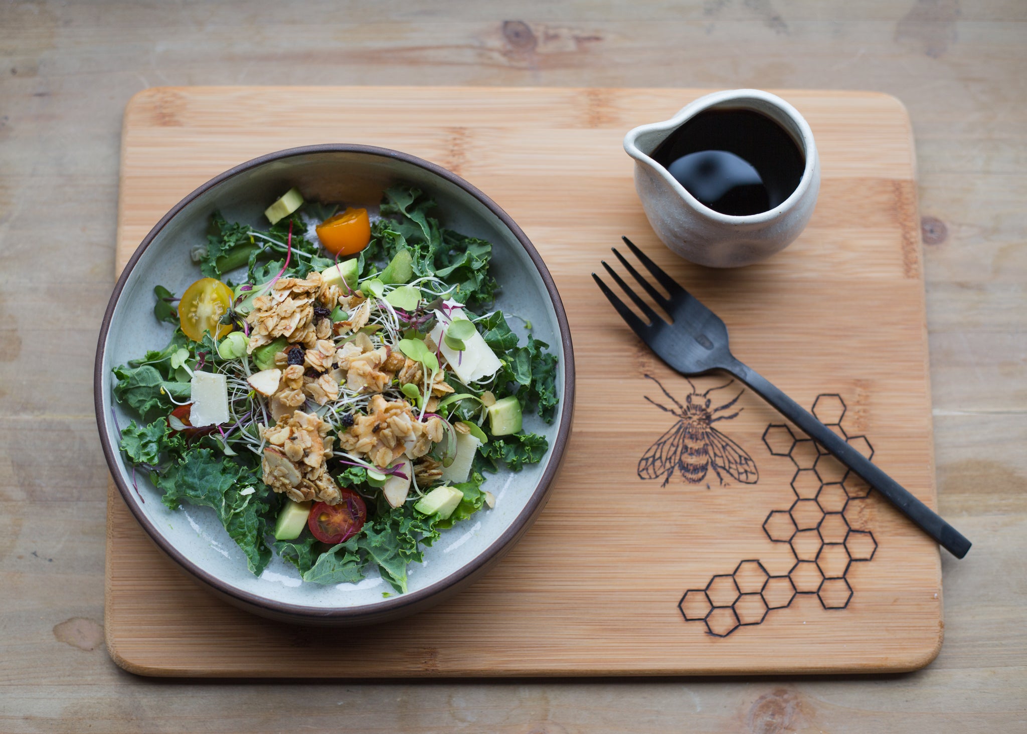 Healthy Salad with Savory Granola jamie's farm new york