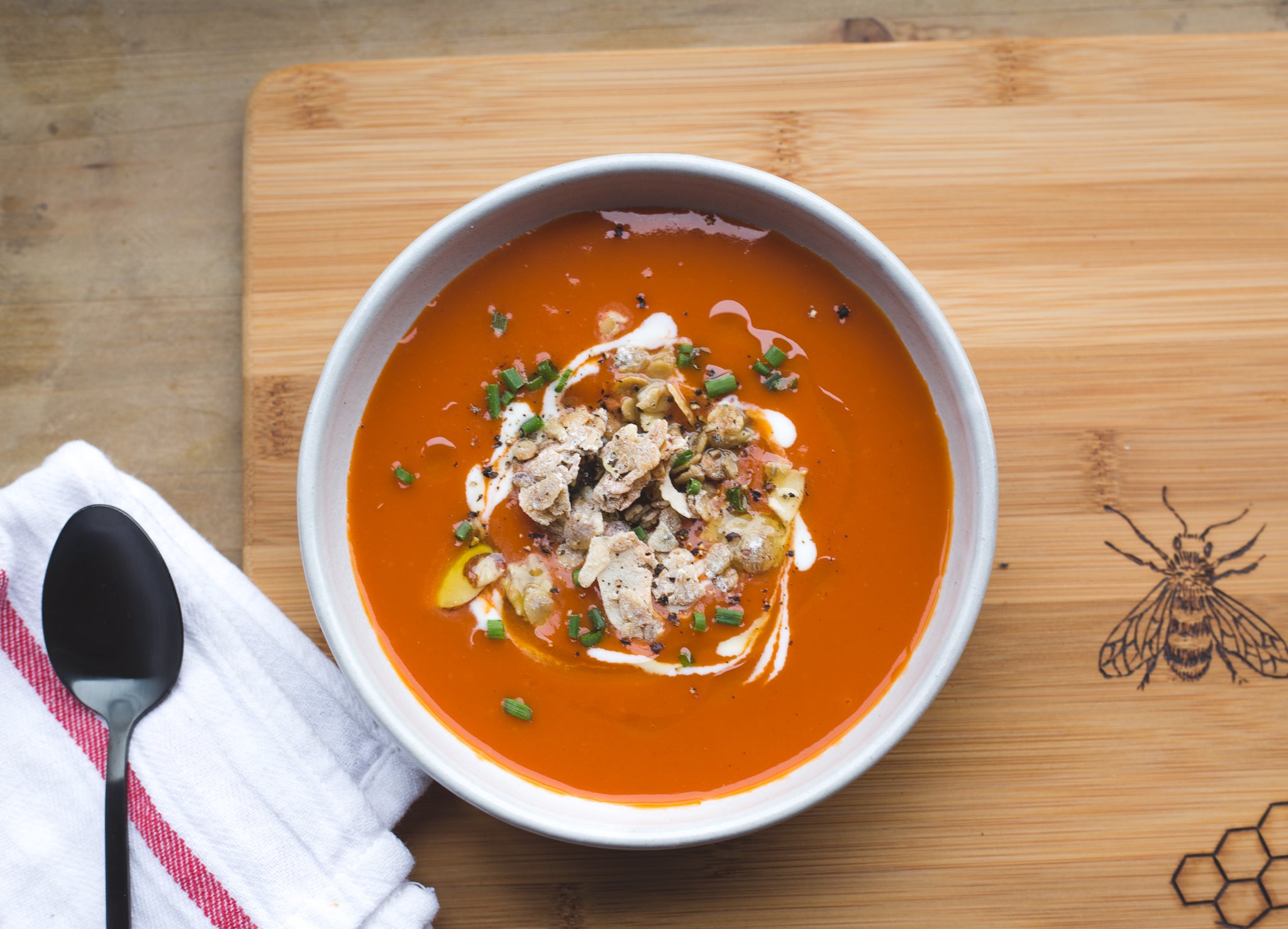 Simple Tomato Soup Recipe with Cheddar Granola from bumble & butter Healthy Easy Dinner