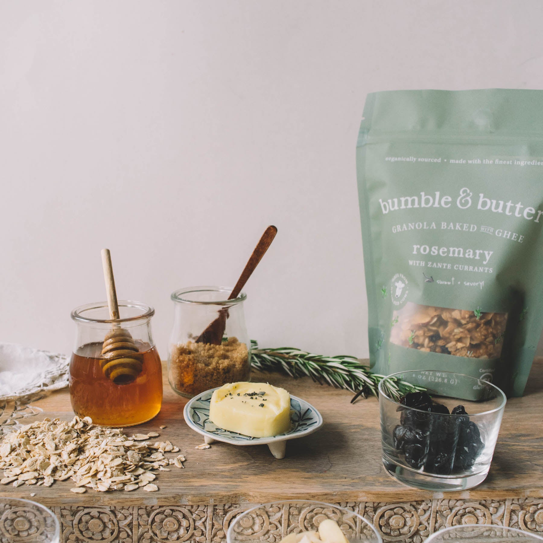bumble & butter granola baked with grass-fed ghee locally sourced sustainable rosemary aged cheddar vanilla bean recipe locations Erewhon Market Plum Market Los Angeles Health food store all natural healthy gluten-free diet 