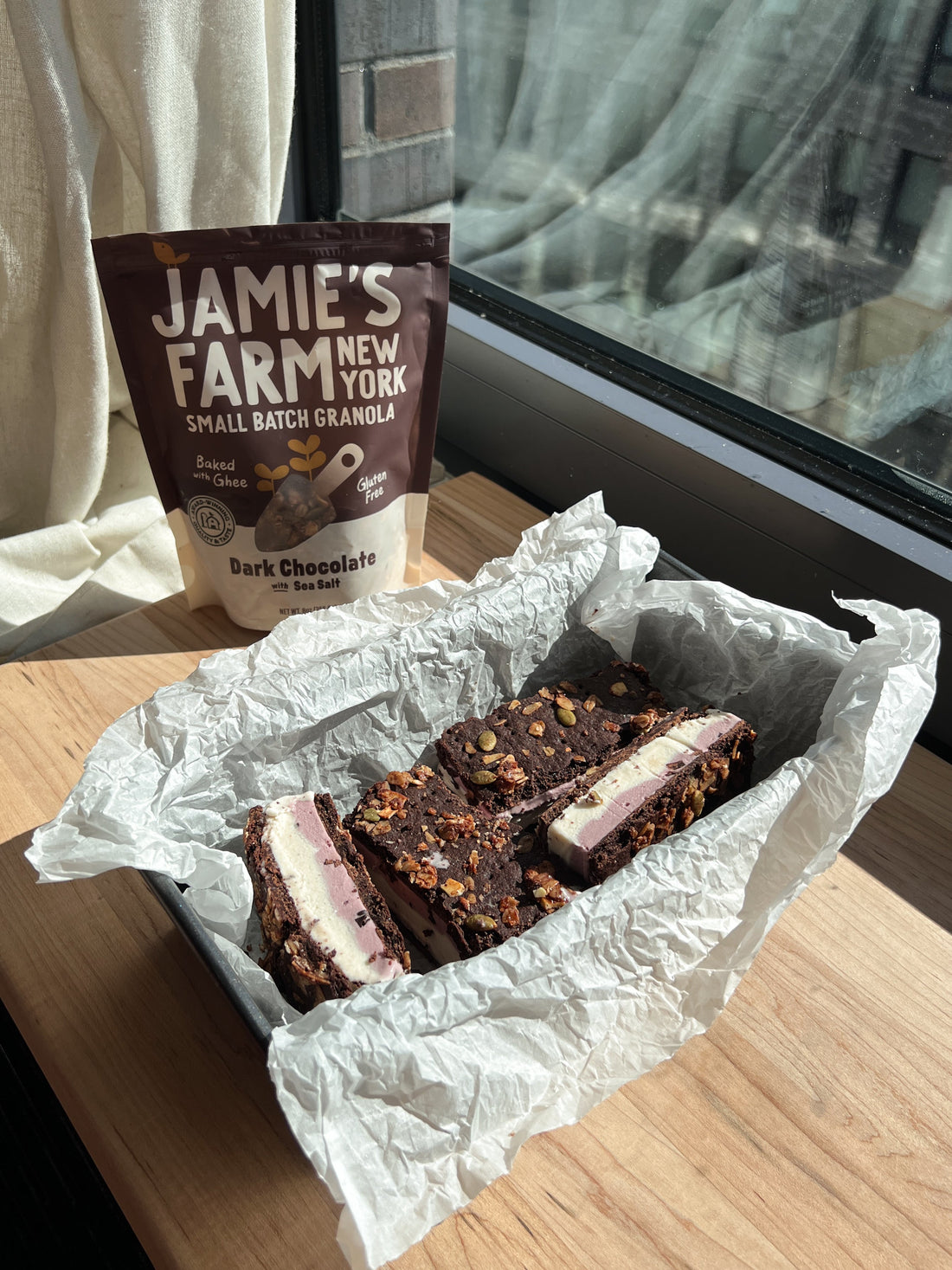 Chocolate Granola Ice Cream Sandwiches