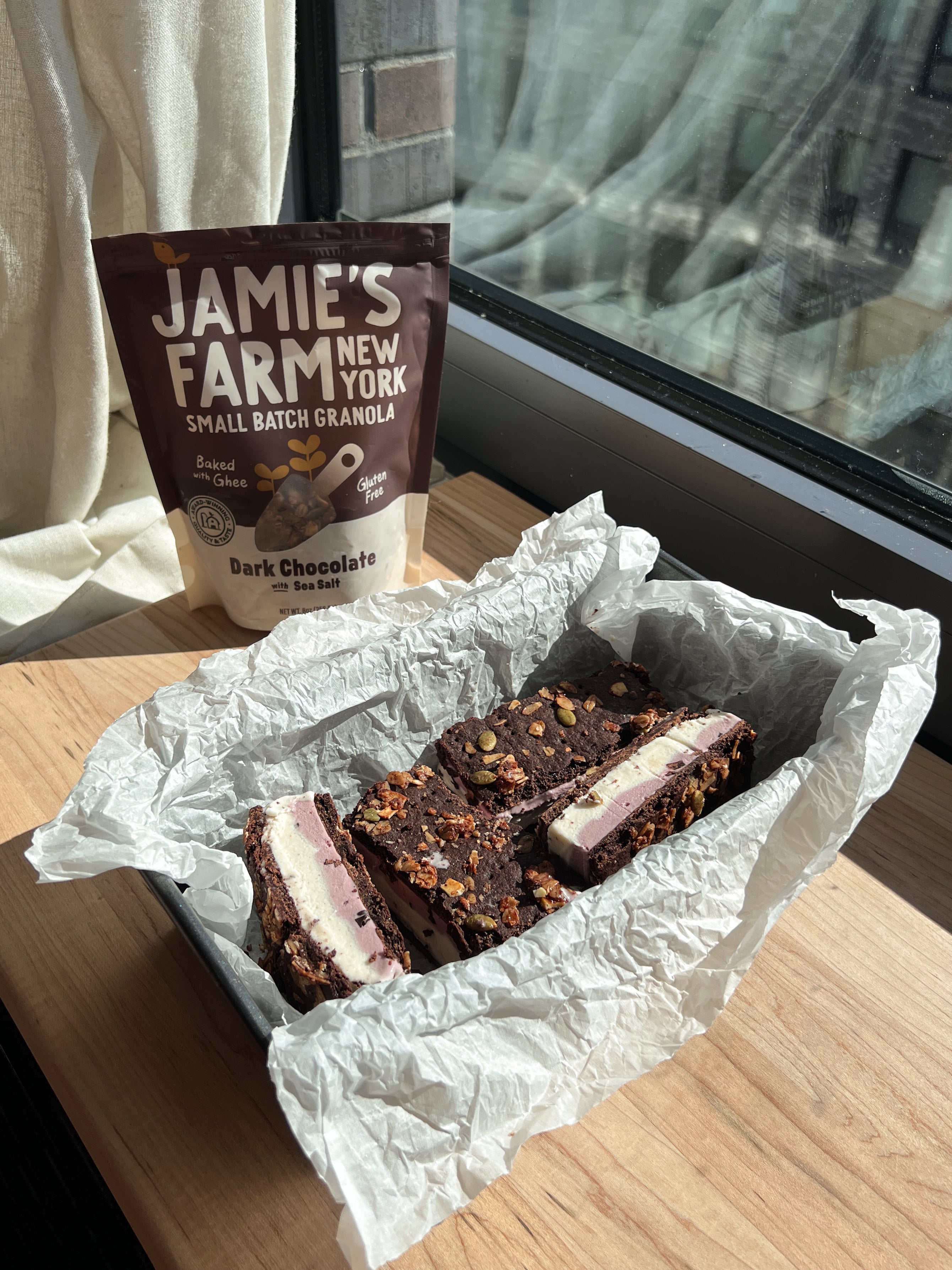 Chocolate Granola Ice Cream Sandwiches