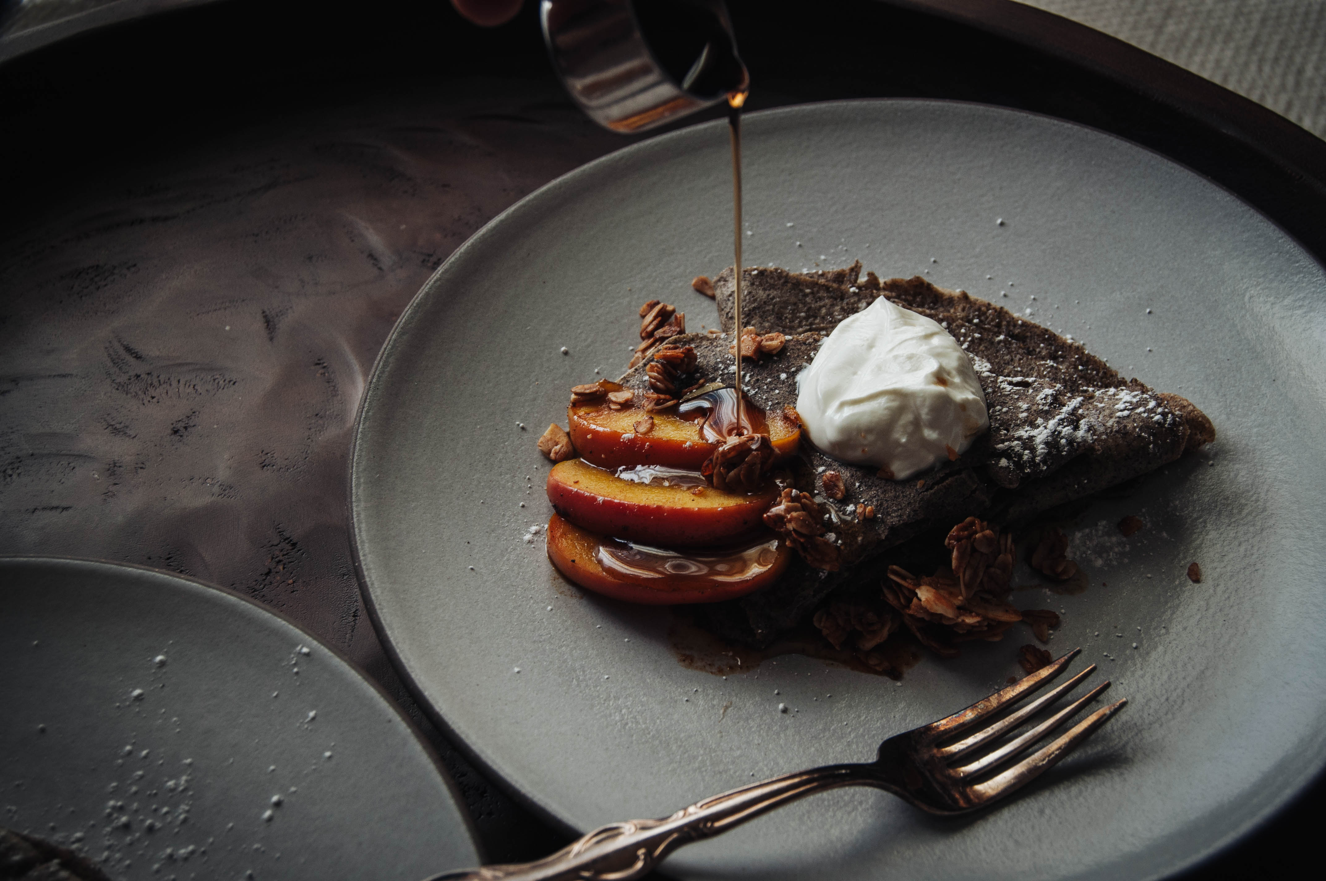 Jamie's Farm New York | Buckwheat Crepe Recipe with Bourbon Cinnamon apples, Greek Yogurt, best crepe recipe for breakfast or dessert, fall flavors