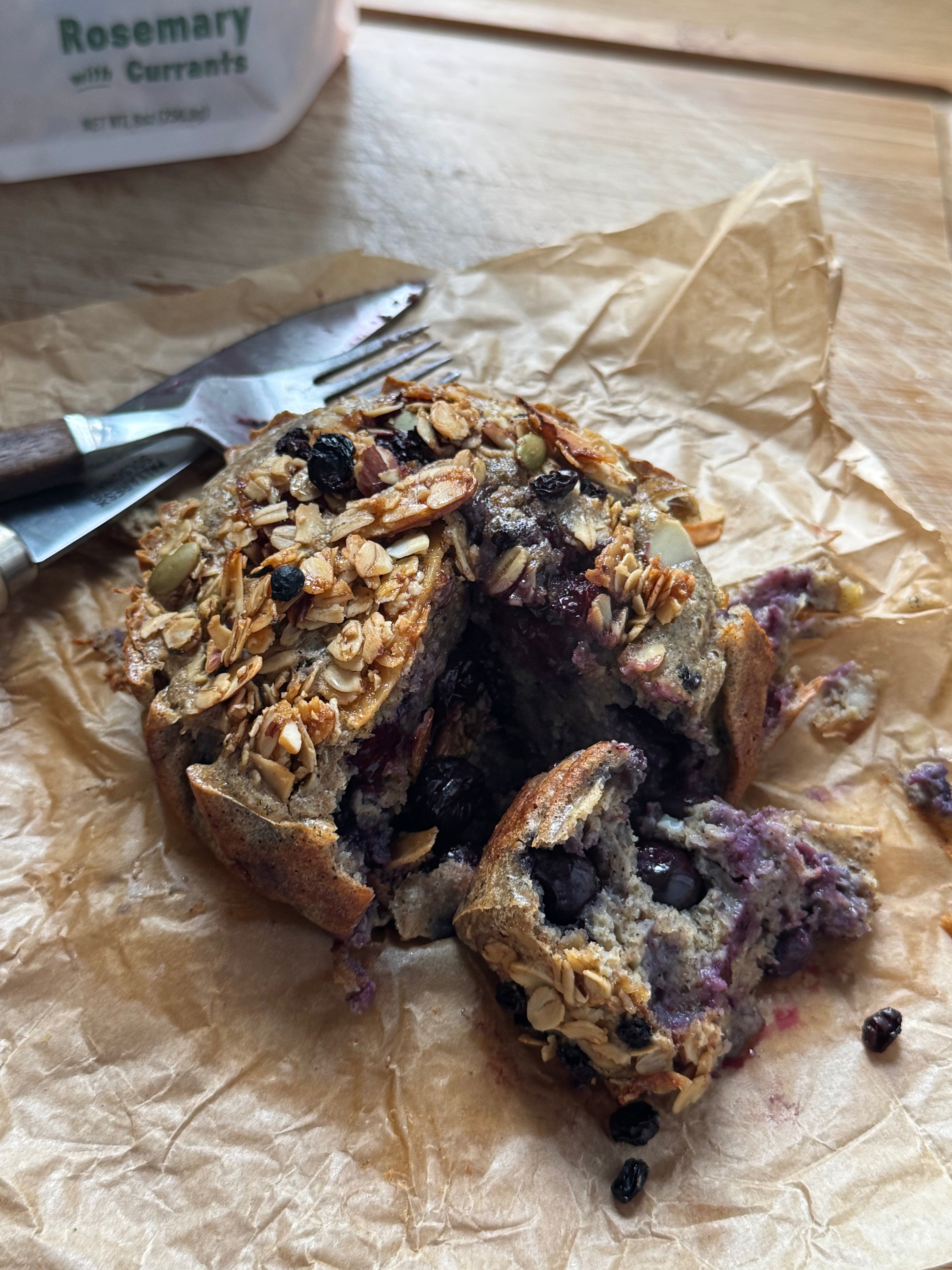 Blueberry Snack Cake with Rosemary Granola