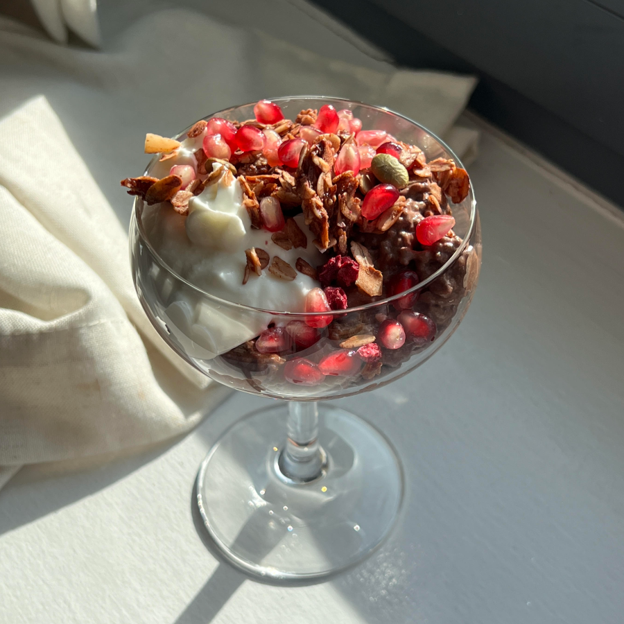 Pomegranate Dark Chocolate Granola - Chia Pudding by Audrey's Table