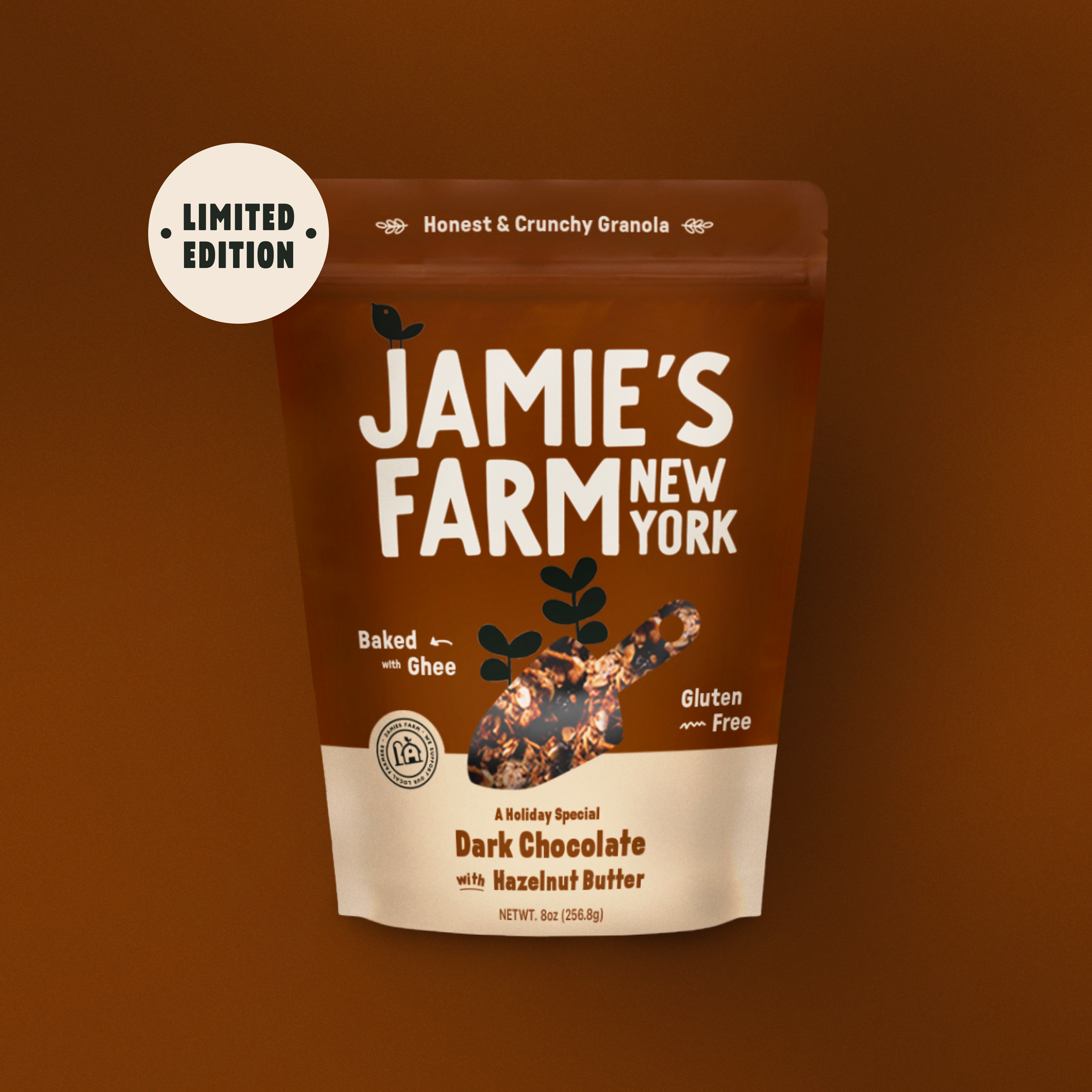 Jamie's Farm and Fine + Raw Dark Chocolate Hazelnut Granola, originally Beekman 1802 Goat Poop Granola - ghee granola