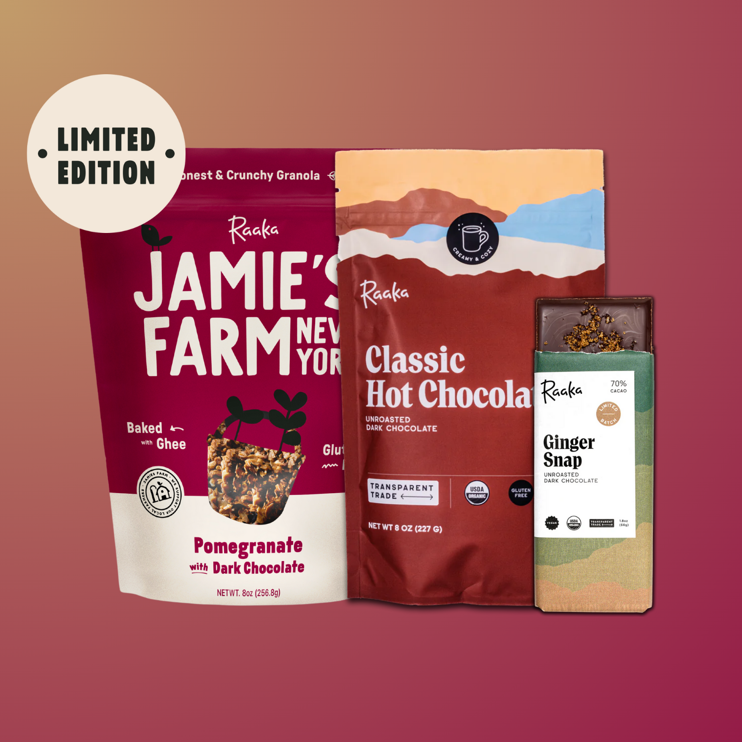 Jamie's Farm Granola Chocolate Lovers Collection with Raaka