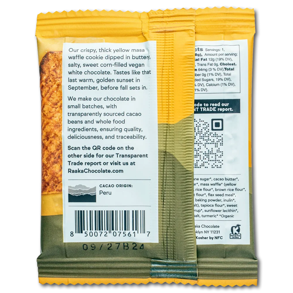Raaka Sweet Corn Dipped Waffle Cone White Chocolate Bar (Limited)
