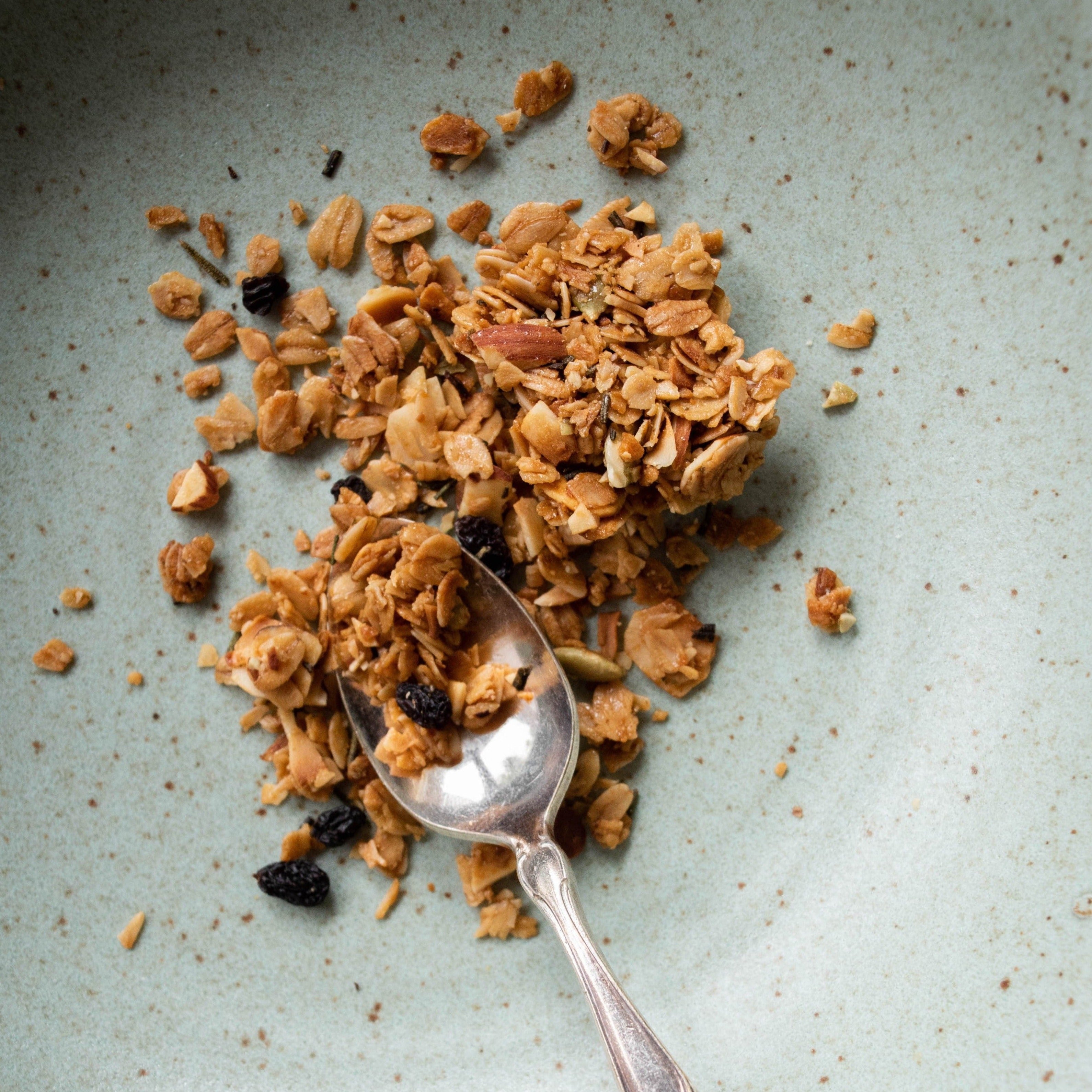 Savory Granola from Jamie's Farm New York | Savory Rosemary Granola Recipe Baked with Ghee and Currants | Gluten-Free, Award-winning