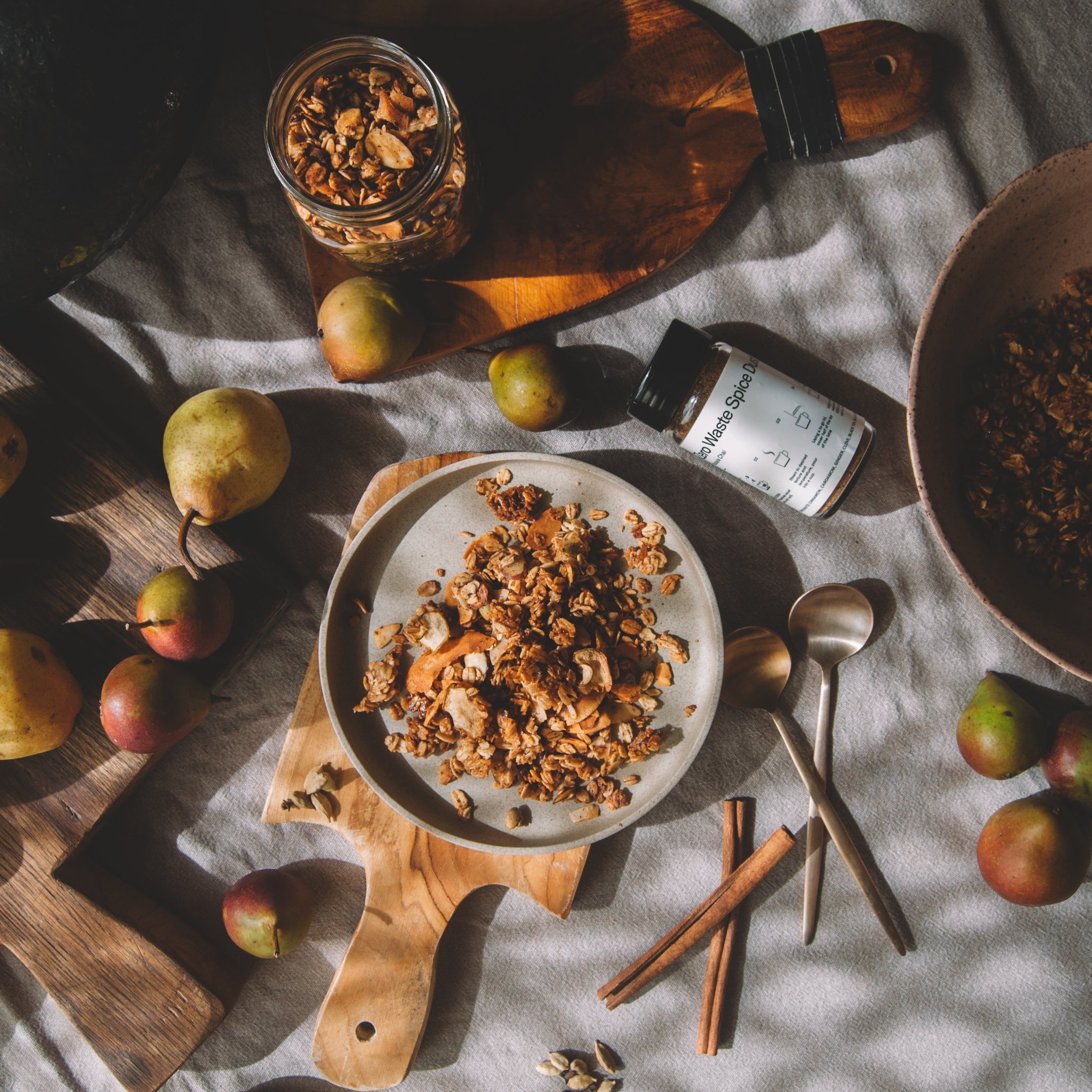 Chai Spice Pear Streusel Granola | Gluten-Free, Baked with Ghee and Local Ingredients - Dona Chai and Jamie's Farm New York